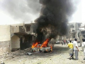 القصف السعودي لحي سكني بشارع الخمسين صنعاء (1)