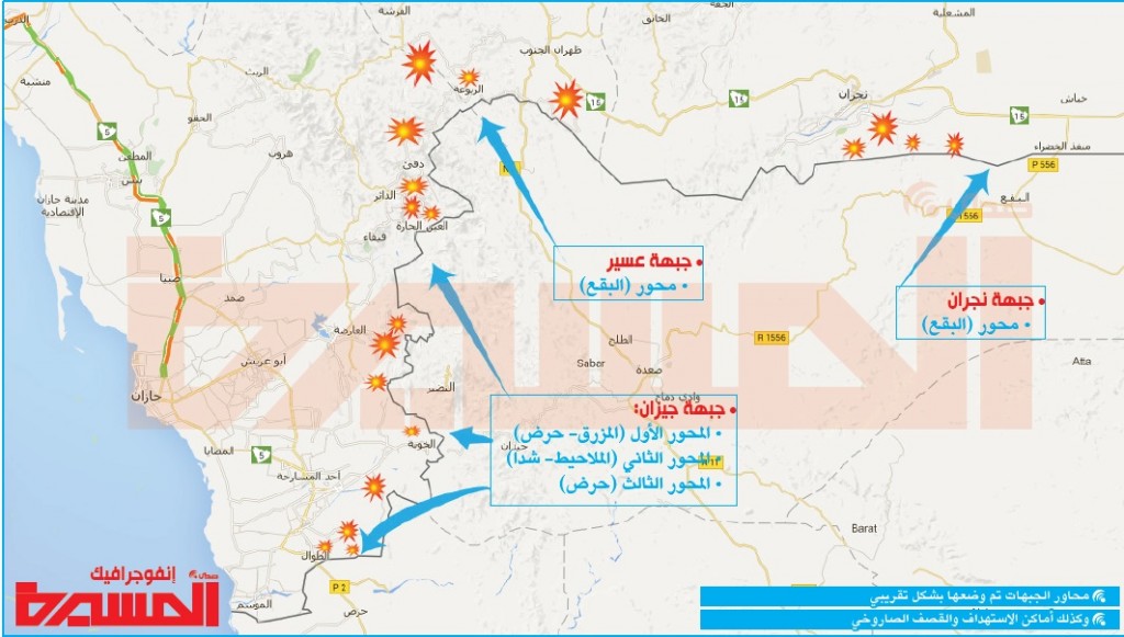 انفوجرافيك تقرير انهيار خط الدفاع الاول للعدو في جيزان ونجران وعسير